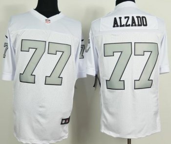 Nike Oakland Raiders 77 Lyle Alzado White Silver No. Men's Stitched NFL Elite Jersey