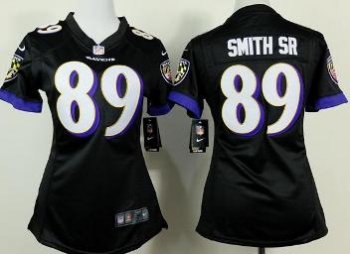 Women Nike Baltimore Ravens 89 Steve Smith SR Black NFL Jerseys