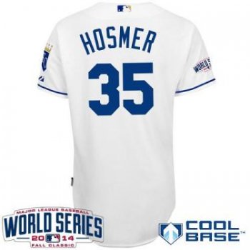 Kansas City Royals #35 Eric Hosmer White 2014 World Series Patch Stitched MLB Baseball Jersey