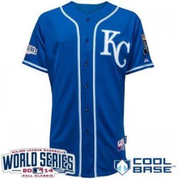 Kansas City Royals Blank Blue 2014 World Series Patch Stitched MLB Baseball Jersey