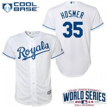 Youth Kansas City Royals #35 Eric Hosmer White 2014 World Series Patch Stitched MLB Baseball Jersey