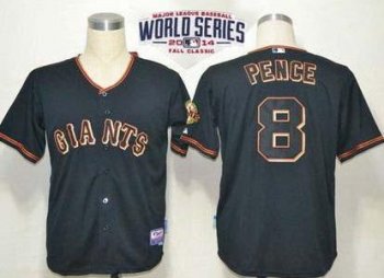 San Francisco Giants #8 Hunter Pence Black 2014 World Series Patch Stitched MLB Baseball Jersey