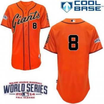 San Francisco Giants #8 Hunter Pence Orange 2014 World Series Patch Stitched MLB Baseball Jersey