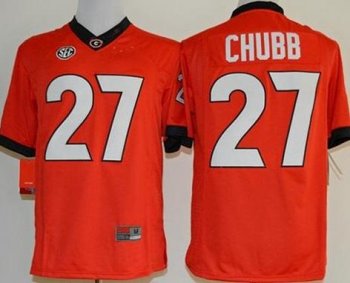 Georgia Bulldogs #27 Nick Chubb Red Limited Stitched NCAA Jersey