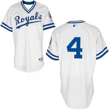 Kansas City Royals #4 Alex Gordon White 1974 Turn Back The Clock Stitched MLB Jerseys