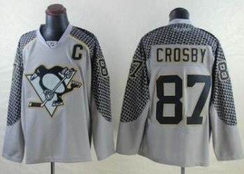 Pittsburgh Penguins #87 Sidney Crosby Charcoal Cross Check Fashion Stitched NHL Jersey