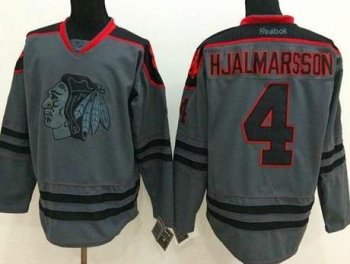 Chicago Blackhawks #4 Niklas Hjalmarsson Charcoal Cross Check Fashion Stitched NHL jersey