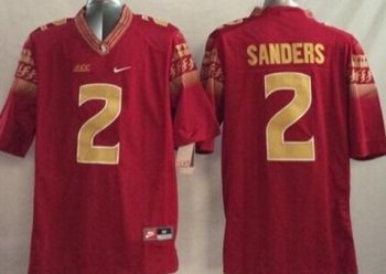 Florida State Seminoles (FSU) #2 Deion Sanders Red Stitched NCAA Limited Jersey