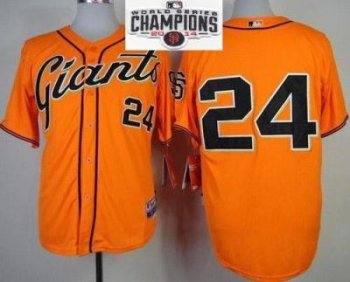 San Francisco Giants #24 Willie Mays Orange 2014 World Series Champions Patch Stitched MLB Baseball Jersey