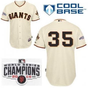 San Francisco Giants #35 Brandon Crawford Cream 2014 World Series Champions Patch Stitched MLB Baseball Jersey