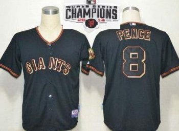 San Francisco Giants #8 Hunter Pence Black 2014 World Series Champions Patch Stitched MLB Baseball Jersey