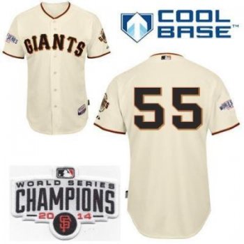 San Francisco Giants #55 Tim Lincecum Cream 2014 World Series Champions Patch Stitched MLB Baseball Jersey