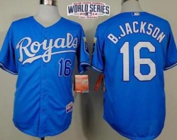 Kansas City Royals #16 Bo Jackson Blue Cool Base Stitched Baseball Jersey W 2014 World Series Patch