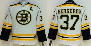 Youth Boston Bruins #37 Patrice Bergeron White Stitched NHL Jersey