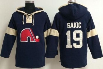 Quebec Nordiques 19 Joe Sakic Blue Pullover NHL Hoodie