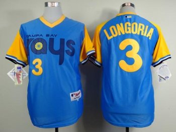 Tampa Bay Rays #3 Evan Longoria Light Blue 1988 Turn Back The Clcok Stitched Baseball Jersey