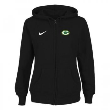 Green Bay Packers Ladies Tailgater Full Zip Hoodie - Black