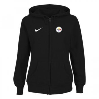 Pittsburgh Steelers Ladies Tailgater Full Zip Hoodie - Black