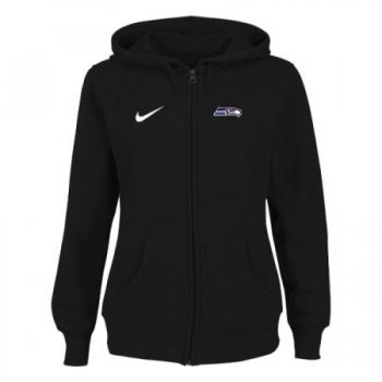 Seattle Seahawks Ladies Tailgater Full Zip Hoodie - Black