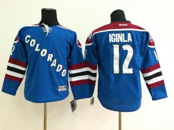 Youth Colorado Avalanche #12 Jarome Iginla Blue Stitched NHL Jersey