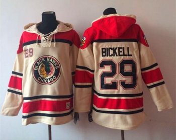 Chicago Blackhawks #29 Bryan Bickell Cream Sawyer Hooded Sweatshirt Stitched NHL Jersey