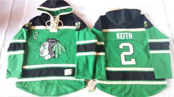 Chicago Blackhawks #2 Duncan Keith Green St. Patrick's Day McNary Lace Hoodie Stitched NHL Jersey