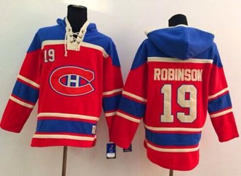 Montreal Canadiens #19 Larry Robinson Red Sawyer Hooded Sweatshirt Stitched NHL Jersey