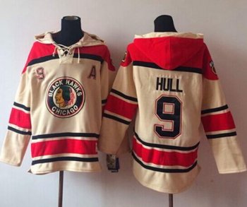 Chicago Blackhawks #9 Bobby Hull Cream Sawyer Hooded Sweatshirt Stitched NHL Jersey