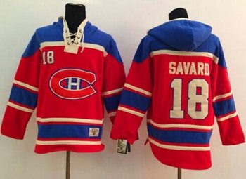 Montreal Canadiens #18 Serge Savard Red Sawyer Hooded Sweatshirt Stitched NHL Jersey