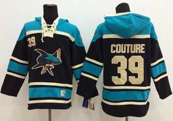 San Jose Sharks #39 Logan Couture Black Sawyer Hooded Sweatshirt Stitched NHL Jersey