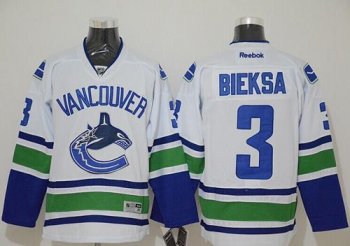 Vancouver Canucks #3 Kevin Bieksa White Stitched NHL Jersey