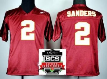 Kids Florida State Seminoles (FSU) 2 Deion Sanders Red College Football NCAA Jerseys 2014 Vizio BCS National Championship Game Patch