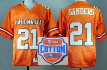 Oklahoma State Cowboys 21 Barry Sanders Orange Throwback College Football NCAA Jerseys 2014 AT & T Cotton Bowl Game Patch