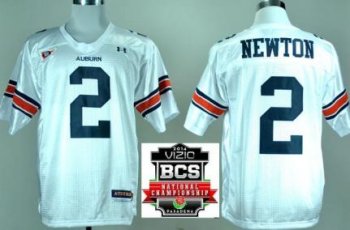 Auburn Tigers 2 Cam Newton White College Football NCAA Jerseys 2014 Vizio BCS National Championship Game Patch