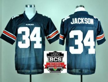 Auburn Tigers 34 Bo Jackson Navy Blue Throwback College Football NCAA Jerseys 2014 Vizio BCS National Championship Game Patch