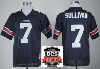 Auburn Tigers 7 Pat Sullivan Navy Blue Throwback College Football NCAA Jerseys 2014 Vizio BCS National Championship Game Patch