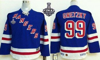 Kids New York Rangers #99 Wayne Gretzky Blue With 2014 Stanley Cup Finals Patch NHL Jerseys