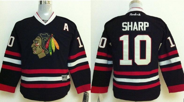 Kids Chicago Blackhawks 10 Patrick Sharp Black NHL Jerseys