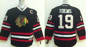 Kids Chicago Blackhawks 19 Jonathan Toews Black NHL Jerseys