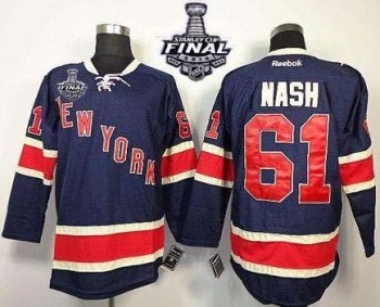 New York Rangers #61 Rick Nash Dark Blue Third With 2014 Stanley Cup Finals Patch Stitched NHL Jerseys