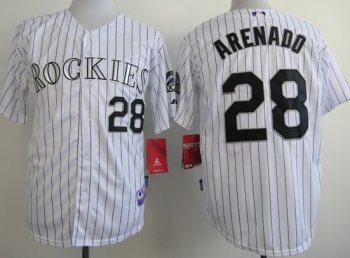 Colorado Rockies 28 Nolan Arenado White Cool Base MLB Jerseys