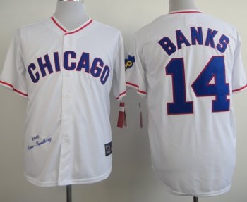 Chicago Cubs 14 Ernie Banks White 1968 Throwback MLB Jerseys