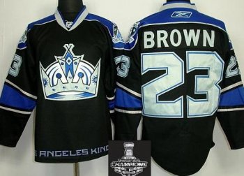 Los Angeles Kings 23 Dustin Brown Black NHL Jerseys With 2014 Stanley Cup Champions Patch