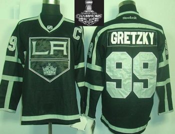 Los Angeles Kings 99 Wayne Gretzky Black LA NHL Jerseys With 2014 Stanley Cup Champions Patch