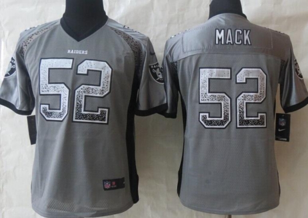 Women Nike Oakland Raiders 52 Khalil Mack Grey Drift Fashion Elite NFL Jerseys