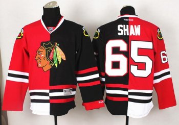 Chicago Blackhawks 65 Andrew Shaw Black Red Split NHL Jerseys