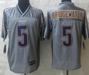 Nike Minnesota Vikings 5 Teddy Bridgewater Grey Vapor Elite NFL Jerseys