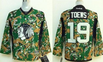 Kids Chicago Blackhawks 19 Jonathan Toews Camo NHL Hockey Jersey