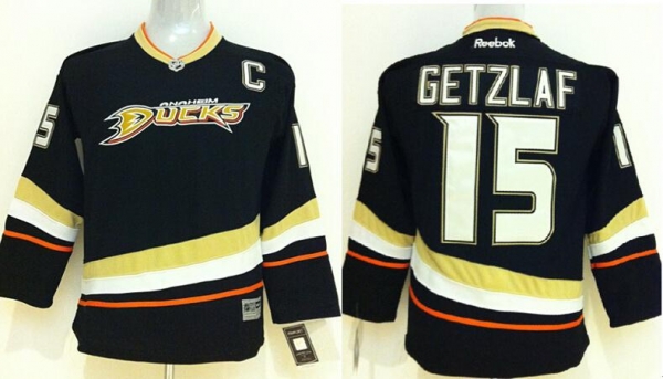 Kids Anaheim Ducks 15 Ryan Getzlaf Black NHL Hockey Jersey