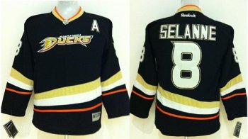 Kids Anaheim Ducks 8 Teemu Selanne Black NHL Hockey Jersey